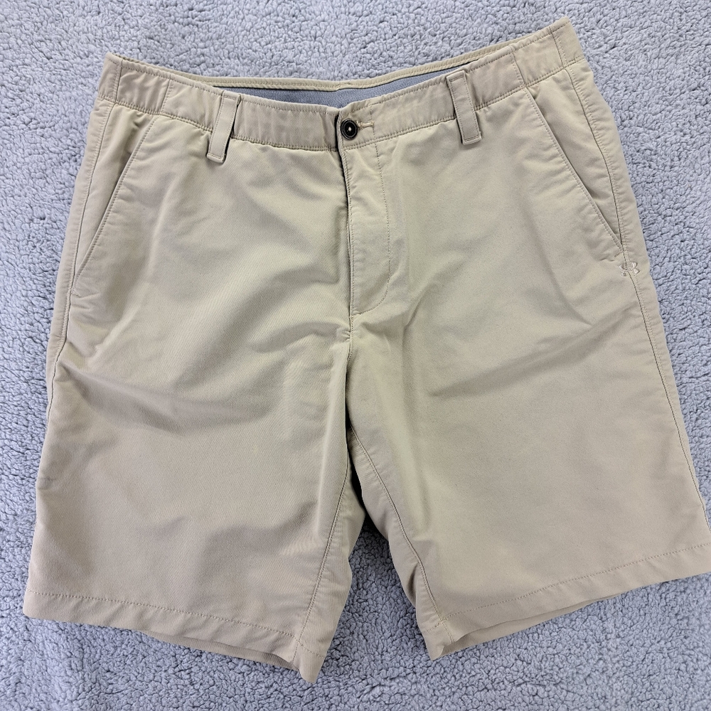 Under Armour Shorts Mens 38 Khaki /Tan HeatGear Performance Golf Sports